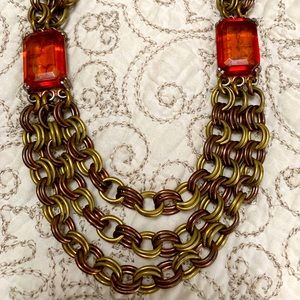 Vintage multi strand choker with autumn stones